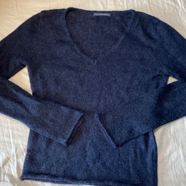 Maglione maglia con scollo a V blu scuro