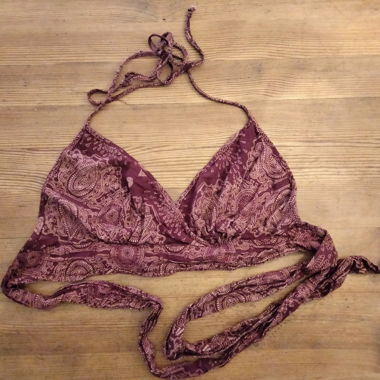 Bikini-Top bordeaux gemustert