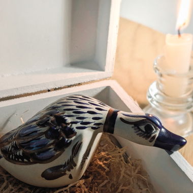 Figurine de Canard en Céramique Peinte à la Main