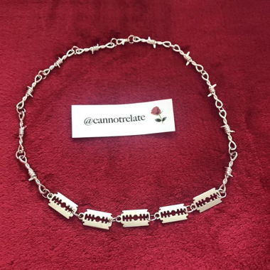 Silver Barbed Wire Razor Necklace