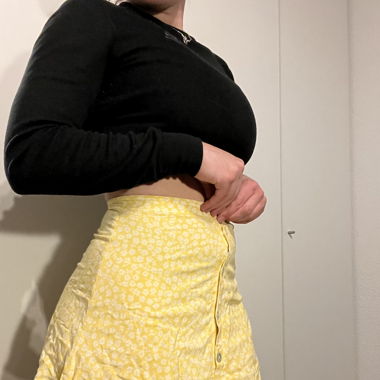 yellow flowery skirt