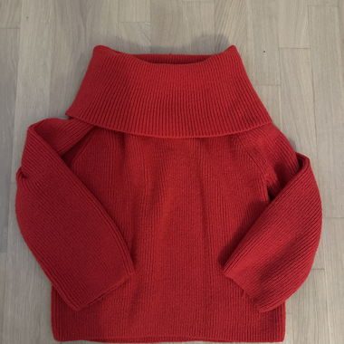 Red off-shoulder sweater
