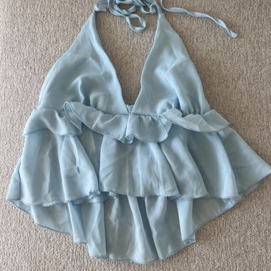 Light Blue Ruffle Top