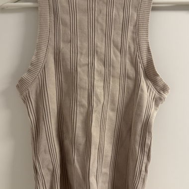 Beige Ribbed Tank Top