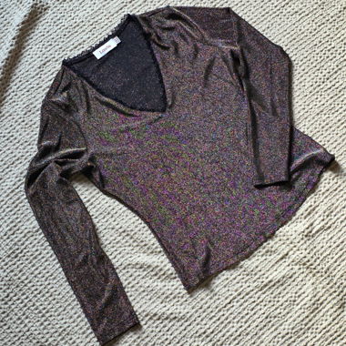 Haut à paillettes Louche Lurex manches longues