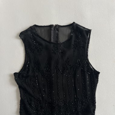 Mesh top mit glitzerperlen