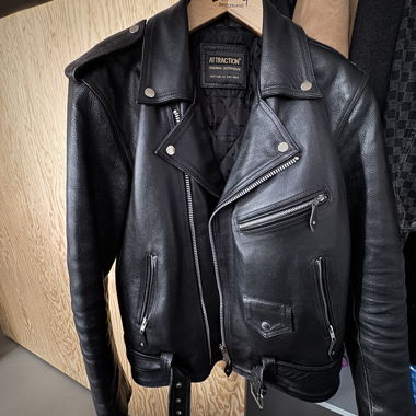 Genuine leather biker jacket black