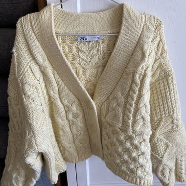Zara butter yellow knit cardigan