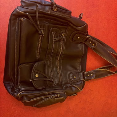 Dark Brown Faux Leather Bag