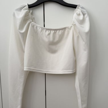 White Long-Sleeve Crop Top