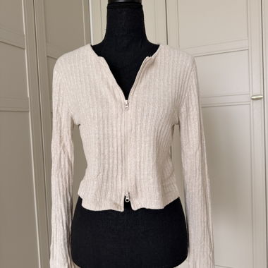 Cardigan Topshop côtelé à fermeture éclair