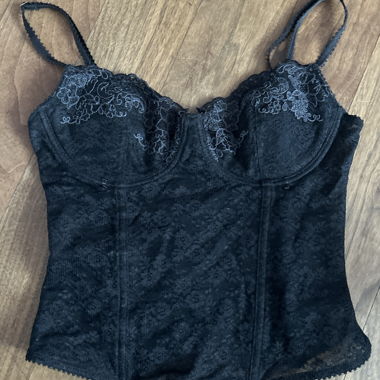 Top corsetto bustier in pizzo nero