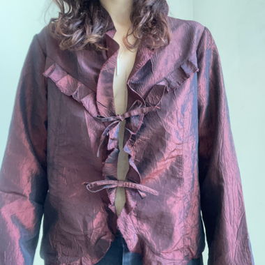 Shimmery red cardigan with beautiful details