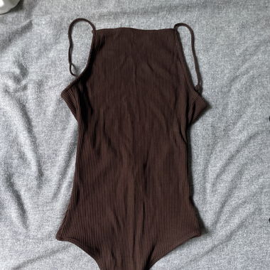 brown backless top