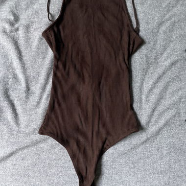 brown backless top