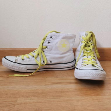 All star converse neon yellow and white