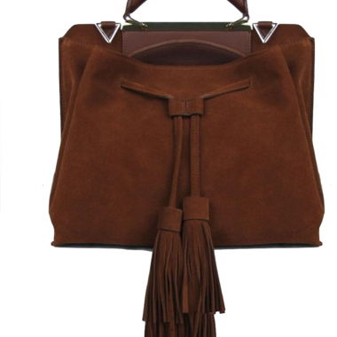 Borsa a mano con frange marroni