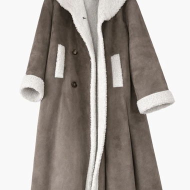 Cappotto lungo in finta pelle rivoltata