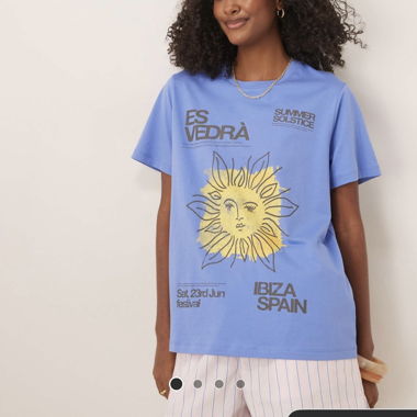Blue T-shirt with Sun Print