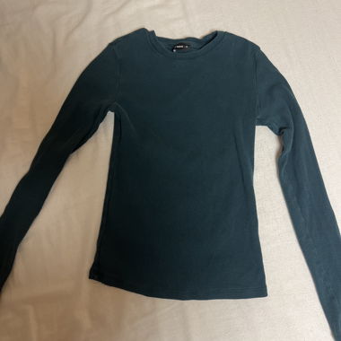 T-shirt à manches longues côtelé vert foncé