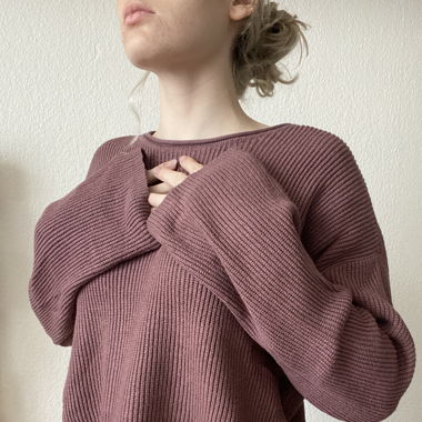 Pull mauve/rose maille 