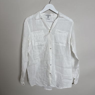 Camicia in lino bianco con bottoni