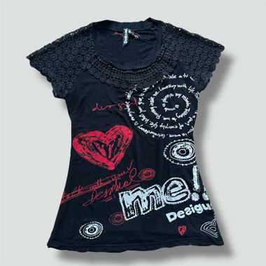 Desigual vintage embroidered Y2K top