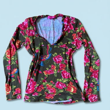 Antoine & Lily Y2K Floral Long-Sleeve Top