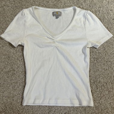 White Short-Sleeve Top S