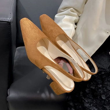 Braune Wildleder Slingback Pumps, Gr. 35
