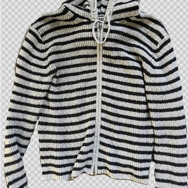 Gestreifte Strickjacke mit Kapuze