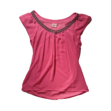 Vintage Pink Sheer Shirt with embroidered Neckline