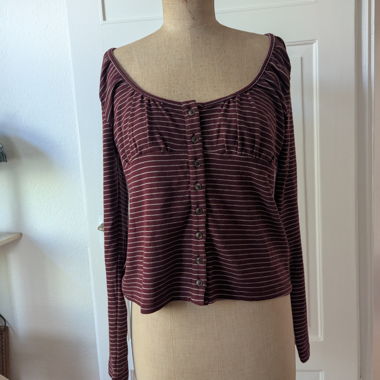 T-shirt a maniche lunghe a righe damson madder
