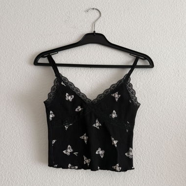 Black lace top with butterflies