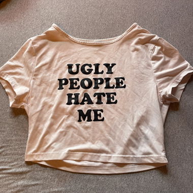 Rosa Crop T-Shirt mit Print