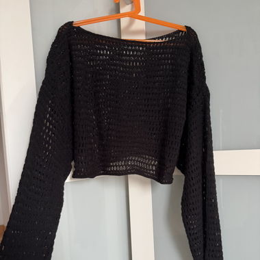 Black crochet long sleeve top