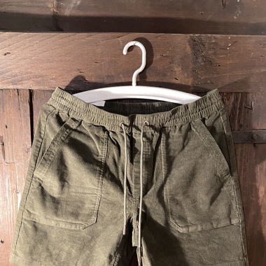 VELVET SHORT PANTS, MILITARY GREEN