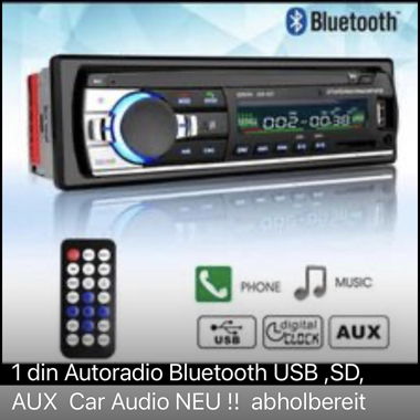  1 din Autoradio Bluetooth USB ,SD, AUX   NEU !