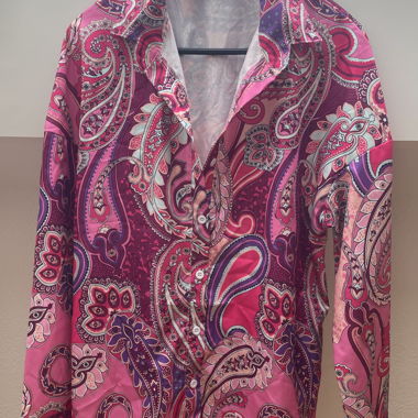 Chemise légère à manches longues Paisley rose