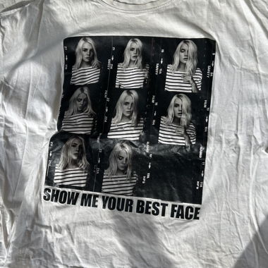 White graphic T-shirt “Show Me Your Best Face”