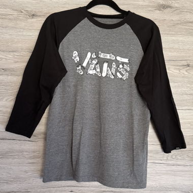 vans grey and black skater baseball tee 