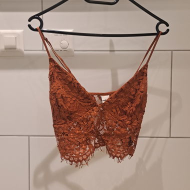 sommerliches Spitzentop orange/kupfer