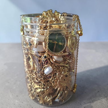 Golden Mystery Jewelry Jar in Stainless Steel