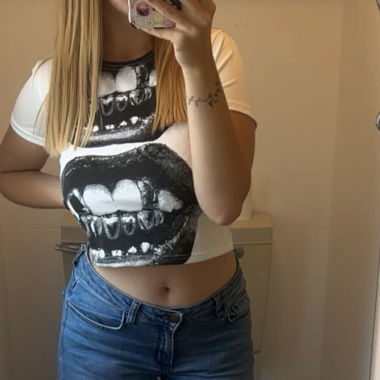 White Printed Crop Top