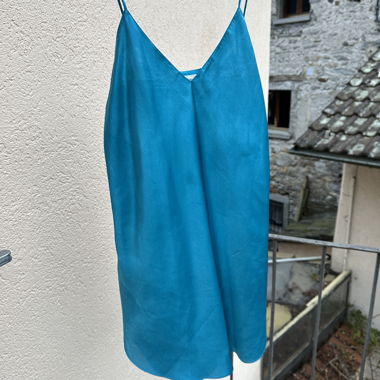 vintage turquoise satin slip dress