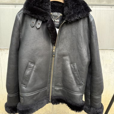 NWT Schott NYC B-3 Lammfell Bomber Triple Black