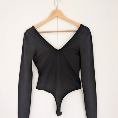 Black long-sleeve bodysuit