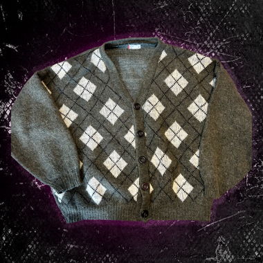 Grau melierter Argyle-Cardigan