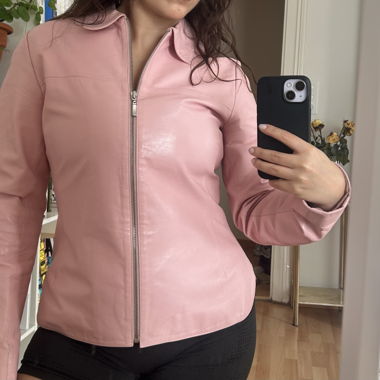 Leonardo pinke Lederjacke EU 38 mit Reissverschluss