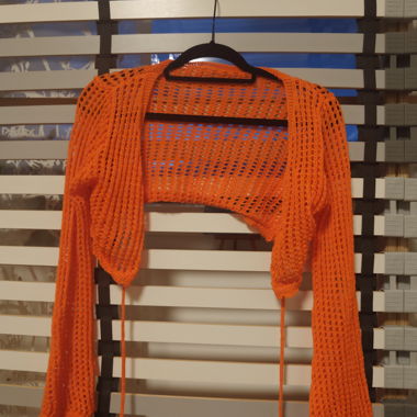 Orange Netz-Cardigan